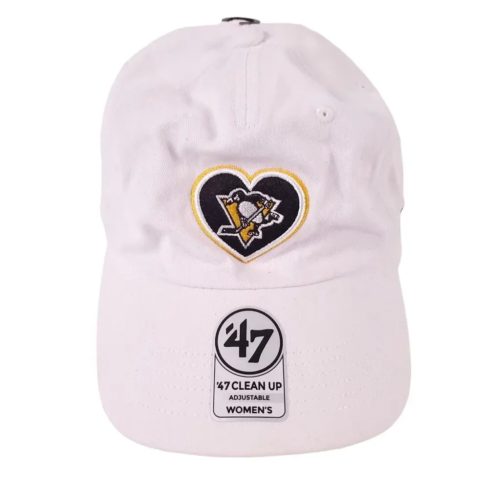 Pittsburgh Penguins 47 Heart NHL Womens White Hart Baseball Hat NWT NEW